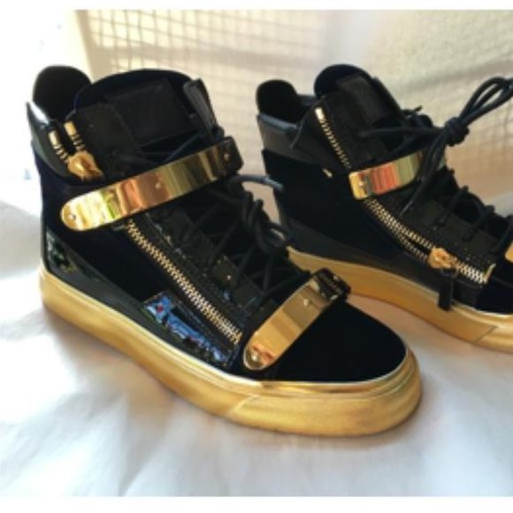 New Giuseppe Zanotti Double Zip Metallic High Top Sneakers Size Eu 39 - Picture 4 of 9